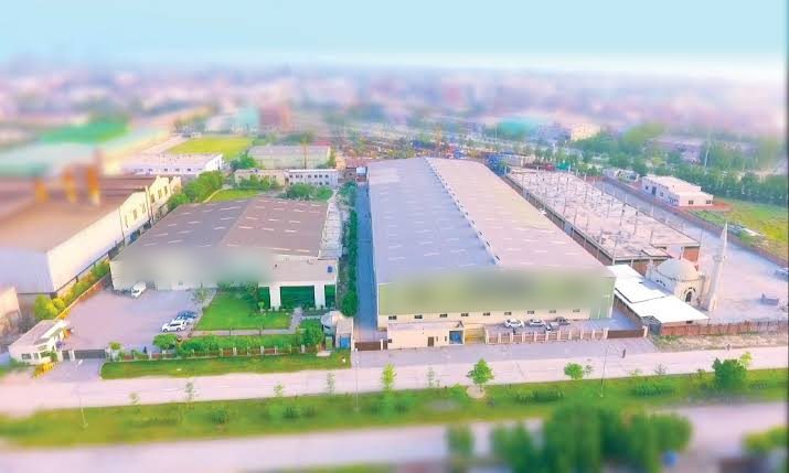 Aerial view of the site: aluminium plant and separate glass plant side by side